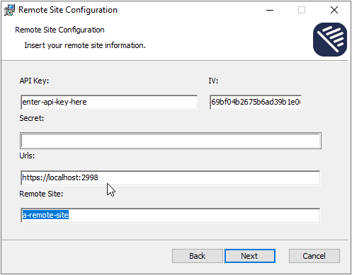 Remote site installation example
